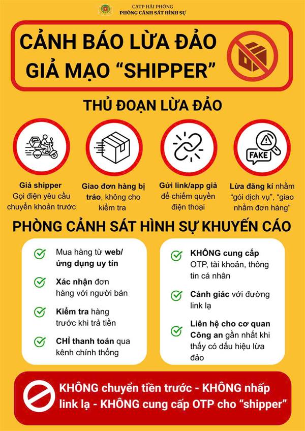 Cảnh báo lừa đảo giả mạo "shipper"
