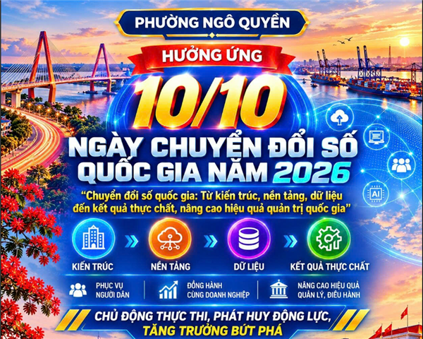 PHƯỜNG NGÔ QUYỀN HƯỞNG ỨNG "NGÀY CHUYỂN ĐỔI SỐ QUỐC GIA"