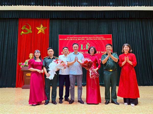 BAN CHỈ HUY QUÂN SỰ (CHQS) PHƯỜNG NGUYỄN ĐẠI NĂNG VÀ TRƯỜNG MẦM NON THÁI THỊNH THÀNH PHỐ HẢI PHÒNG, KÝ KẾT CHƯƠNG TRÌNH KẾT NGHĨA