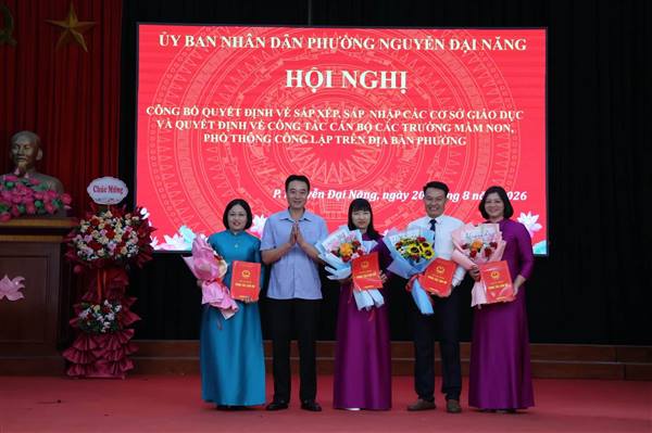 PHƯỜNG NGUYỄN ĐẠI NĂNG TỔ CHỨC HỘI NGHỊ CÔNG BỐ QUYẾT ĐỊNH VỀ SẮP XẾP, SÁP NHẬP CÁC CƠ SỞ GIÁO DỤC VÀ CÔNG TÁC CÁN BỘ