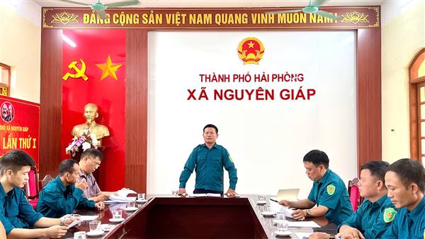 Ban chỉ huy Quân sự xã Nguyên Giáp tổ chức Hội nghị giao ban đánh giá công tác tháng 7, triển khai nhiệm vụ trọng tâm tháng 8
