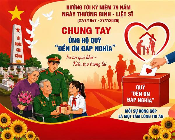 THƯ NGỎ VẬN ĐỘNG ĐÓNG GÓP XÂY DỰNG QUỸ ĐỀN ƠN ĐÁP NGHĨA XÃ NGUYÊN GIÁP NĂM 2026. 