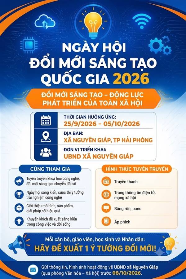 HƯỞNG ỨNG NGÀY HỘI ĐỔI MỚI SÁNG TẠO QUỐC GIA 2026: Đổi mới sáng tạo – Động lực phát triển của toàn xã hội.