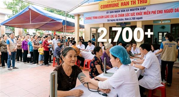 Nguyên Giáp tổ chức khám sàng lọc miễn phí cho hơn 2.700 người dân.