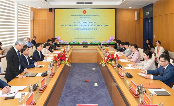 Thành phố Hải Phòng và tỉnh Quảng Đông (Trung Quốc) tăng cường hợp tác phát triển kinh tế - thương mại
