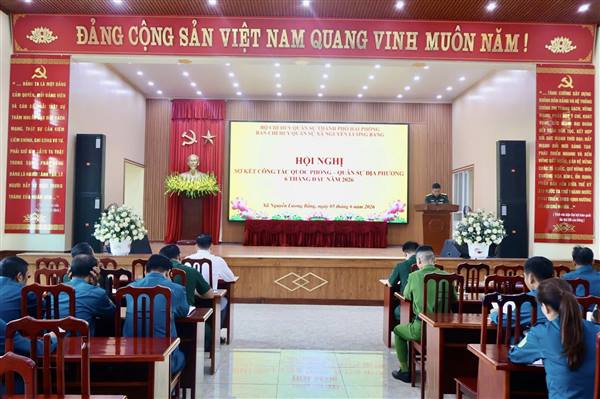BAN CHỈ HUY QUÂN SỰ XÃ NGUYỄN LƯƠNG BẰNG TỔ CHỨC HỘI NGHỊ SƠ KẾT THỰC HIỆN NHIỆM VỤ QUỐC PHÒNG, QUÂN SỰ ĐỊA PHƯƠNG 6 THÁNG ĐẦU NĂM 2026