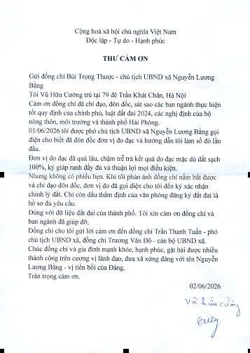 05.6. TỪ LÁ THƯ CẢM ƠN CỦA CÔNG DÂN: LAN TỎA HÌNH ẢNH CHÍNH QUYỀN THÂN THIỆN, TRÁCH NHIỆM, VÌ NHÂN DÂN PHỤC VỤ