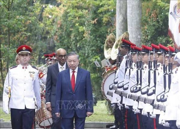 Lễ đón Tổng Bí thư, Chủ tịch nước Tô Lâm và Phu nhân thăm cấp Nhà nước CH Singapore