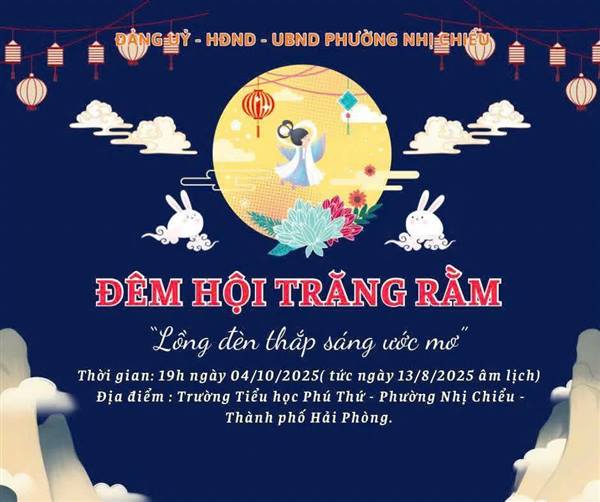 Chương trình Đêm Hội trăng rằm sẽ được tổ chức tại trường Tiểu học Phú Thứ
