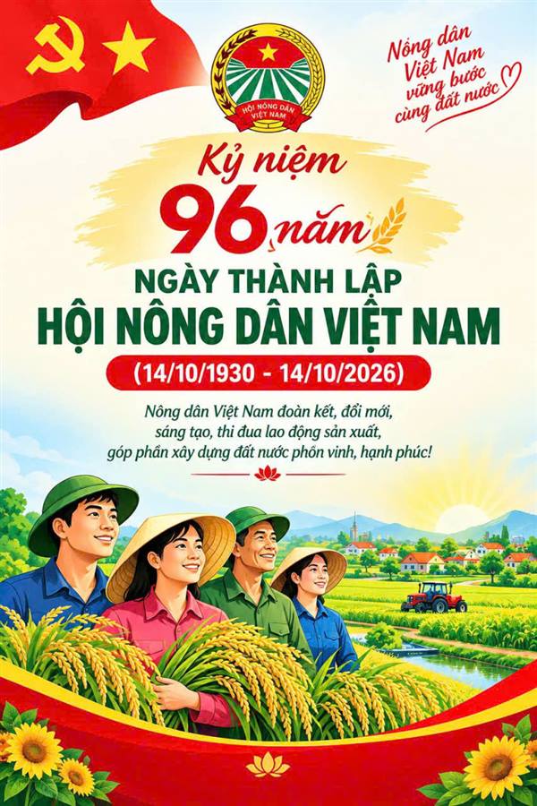 KỶ NIỆM 96 NĂM NGÀY THÀNH LẬP HỘI NÔNG DÂN VIỆT NAM (14/10/1930 – 14/10/2026)