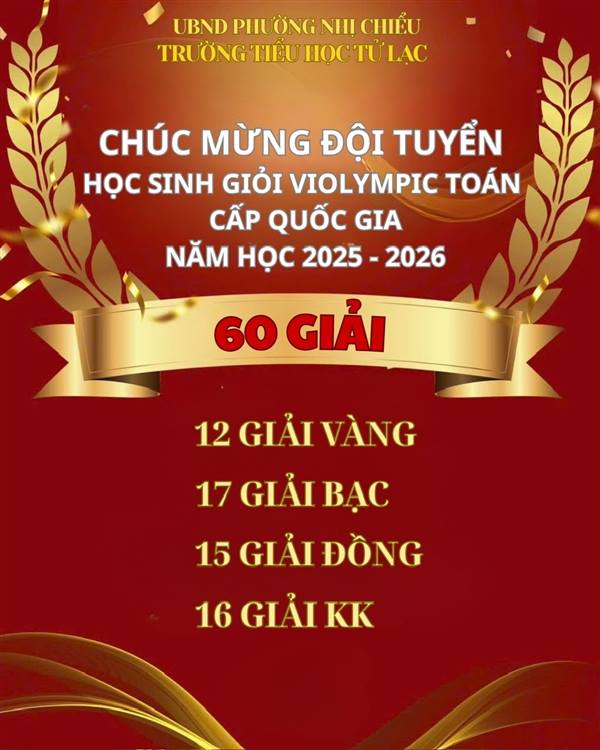 Trường Tiểu học Tử Lạc xuất sắc giành 60 giải Violympic Toán cấp Quốc gia