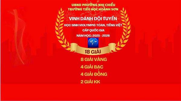 18 HỌC SINH TRƯỜNG TIỂU HỌC HOÀNH SƠN ĐẠT THÀNH TÍCH CAO TẠI KỲ THI VYOLYMPIC TOÁN, TIẾNG VIỆT CẤP QUỐC GIA 