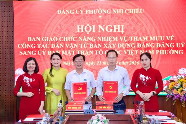 Phường Nhị Chiểu bàn giao chức năng, nhiệm vụ tham mưu về công tác dân vận