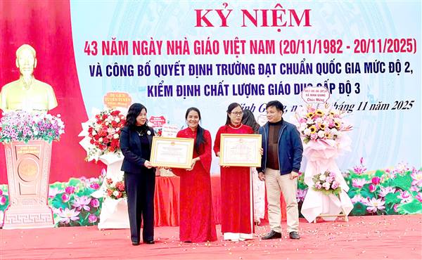 Trường THCS Thành Nhân vừa đón nhận Trường Đạt chuẩn quốc gia mức độ 2