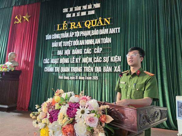 CÔNG AN XÃ NINH GIANG TỔ CHỨC LỄ RA QUÂN TẤN CÔNG, TRẤN ÁP TỘI PHẠM, BẢO ĐẢM AN NINH, TRẬT TỰ, BẢO VỆ TUYỆT ĐỐI AN NINH, AN TOÀN ĐẠI HỘI ĐẢNG CÁC CẤP, CÁC HOẠT ĐỘNG LỄ KỶ NIỆM, CÁC SỰ KIỆN CHÍNH TRỊ QUAN TRỌNG TRÊN ĐỊA BÀN XÃ. 
