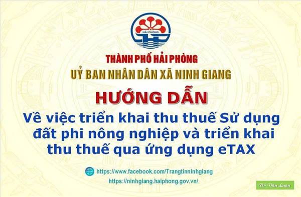 Hưỡng dẫn về việc triển khai thu thuế Sử dụng đất phi nông nghiệp và triển khai thu thuế qua ứng dụng eTAX