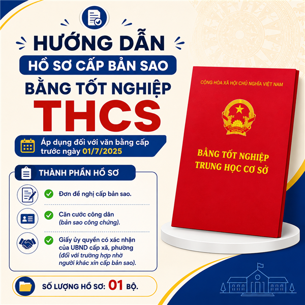 
HƯỚNG DẪN cấp lại bằng tốt nghiệp THCS từ 01/07/2025 trở về trước