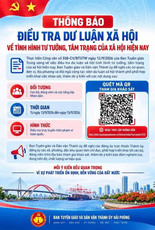 Thông báo về việc tham gia điều tra dư luận xã hội