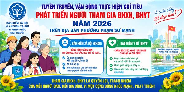 Tuyên truyền, vận động thực hiện chỉ tiêu phát triển người tham gia BHXH, BHYT năm 2026 trên địa bàn phường Phạm Sư Mạnh