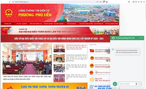 Từ ngày 21/11, Cổng Thông tin điện tử của phường Phù Liễn chính thức tích hợp Trợ lý ảo AI hỗ trợ công dân 