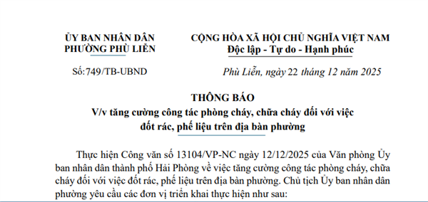 Tăng cường công tác phòng cháy, chữa cháy đối với việc đốt rác, phế liệu trên địa bàn phường
