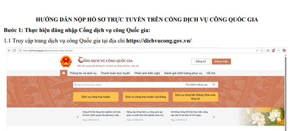 Hướng dẫn công dân nộp hồ sơ trực tuyến trên Cổng Dịch vụ công Quốc gia