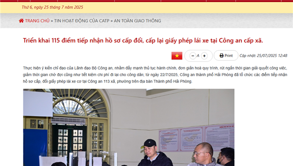 Công an thành phố Hải Phòng triển khai 115 điểm tiếp nhận hồ sơ cấp đổi, cấp lại giấy phép lái xe tại Công an cấp xã.