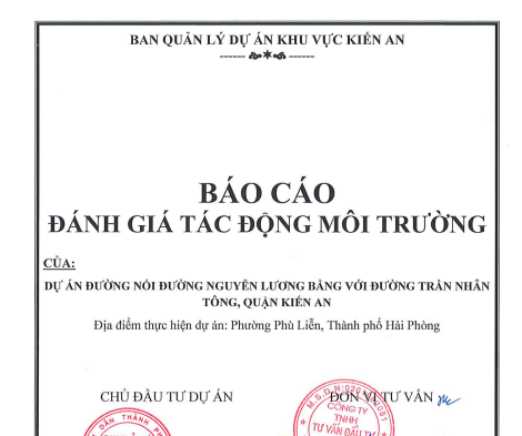 Báo cáo đánh giá tác động môi trường Dự án đường nối đường Nguyễn Lương Bằng với đường Trần Nhân Tông