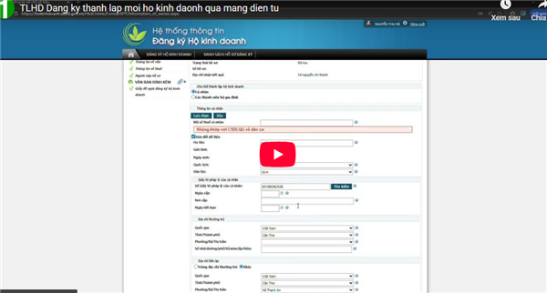 Video Hướng dẫn đăng ký thành lập Hộ kinh doanh qua mạng