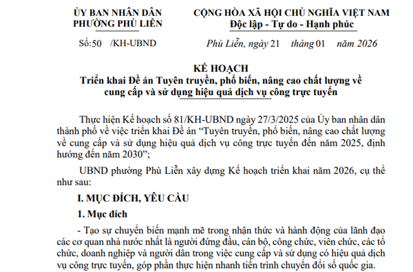 Triển khai Đề án Tuyên truyền, phổ biến, nâng cao chất lượng về cung cấp và sử dụng hiệu quả dịch vụ công trực tuyến