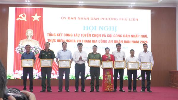 Phường Phù Liễn tổng kết công tác tuyển chọn và gọi công dân nhập ngũ, thực hiện nghĩa vụ tham gia Công an nhân dân năm 2026