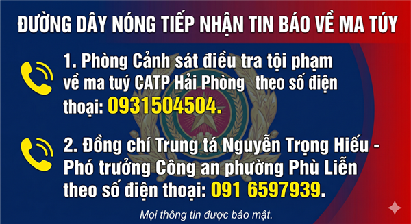 THÔNG BÁO SỐ ĐIỆN THOẠI ĐƯỜNG DÂY NÓNG VỀ PHÒNG, CHỐNG MA TUÝ 