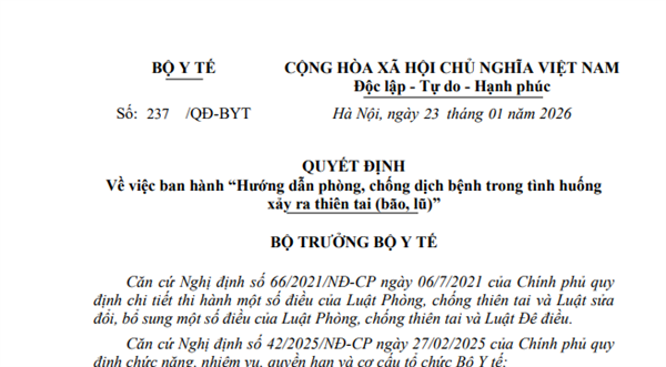 Hướng dẫn phòng, chống dịch bệnh trong tình huống xảy ra thiên tai (bão, lũ)