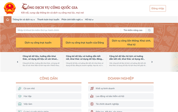 Hướng dẫn chức năng Thanh toán Dịch vụ công Quốc gia phiên bản mới nhất