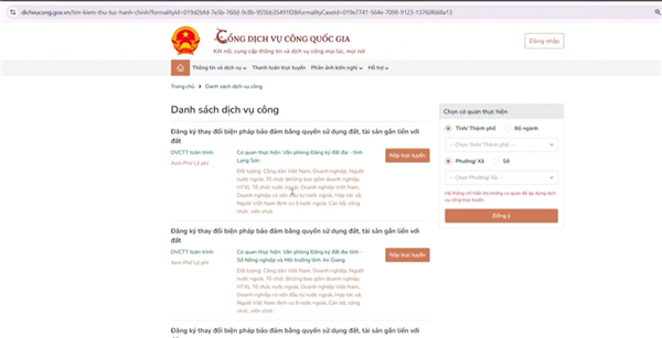 Hướng dẫn Công dân tra cứu Thủ tục hành chính để nộp hồ sơ trên Hệ thống Dịch vụ công Quốc gia mới