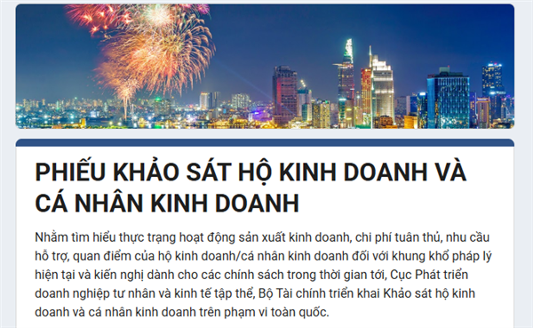 PHIẾU KHẢO SÁT HỘ KINH DOANH VÀ CÁ NHÂN KINH DOANH