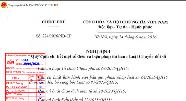 Nghị định số 224/2026/NĐ-CP của Chính phủ quy định chi tiết một số điều và biện pháp thi hành Luật Chuyển đổi số