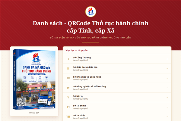 Tiện ích số Danh sách - QRCode Thủ tục hành chính cấp Tỉnh, cấp Xã