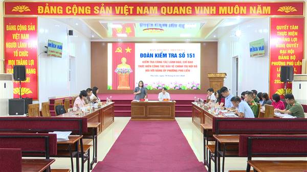 Ban Tổ chức Thành ủy kiểm tra công tác lãnh đạo, chỉ đạo thực hiện công tác bảo vệ chính trị nội bộ đối với Đảng ủy phường Phù Liễn
