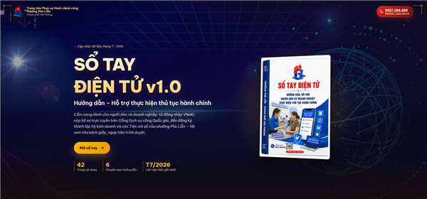SỔ TAY ĐIỆN TỬ v1.0 Hướng dẫn – Hỗ trợ thực hiện thủ tục hành chính phường Phù Liễn