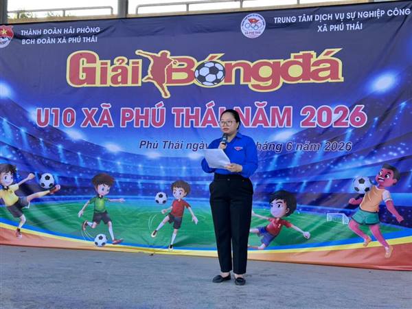 Đoàn Thanh niên xã Phú Thái phối hợp với Trung tâm Sự nghiệp công xã tổ chức Giải bóng đá U10 năm 2026. Giải đấu là hoạt động thiết thực hưởng ứng Tháng hành động vì trẻ em và tạo sân chơi lành mạnh cho thiếu nhi trong dịp hè 2026