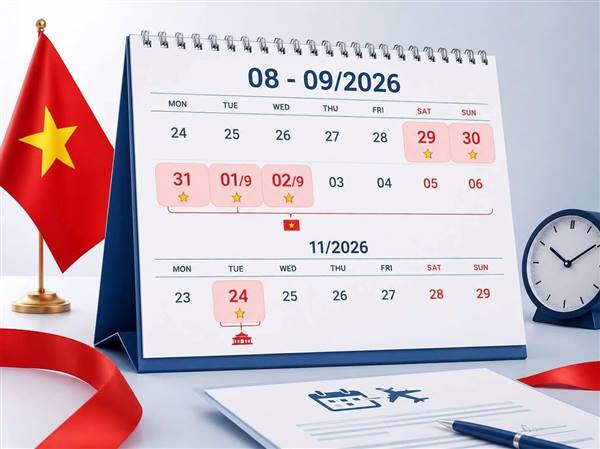 Theo Bộ Nội vụ, dịp nghỉ lễ Quốc khánh năm nay, người lao động sẽ được nghỉ 02 ngày là 01/9 và 02/9. Tuy nhiên, do thực hiện hoán đổi ngày làm việc, kỳ nghỉ này sẽ kéo dài 05 ngày liên tục, từ 29/8 đến hết 02/9.
