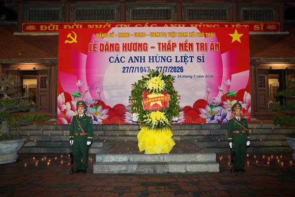 Xã Phú Thái tổ chức lễ thắp nến tri ân các anh hùng liệt sĩ năm 2026

