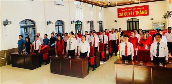Lễ chào cờ tháng 8 xã QUYẾT THẮNG 