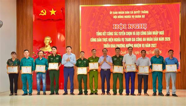 Xã Quyết Thắng tổ chức Hội nghị tổng kết công tác tuyển quân năm 2026