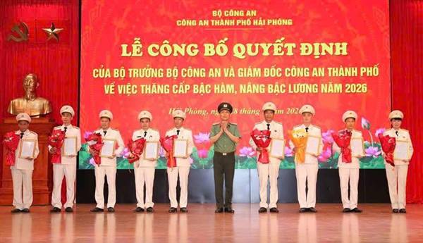 CÔNG AN XÃ QUYẾT THẮNG TỔ CHỨC LỄ CÔNG BỐ QUYẾT ĐỊNH THĂNG CẤP BẬC HÀM, NÂNG LƯƠNG NĂM 2026