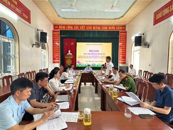 BAN THƯỜNG VỤ ĐẢNG ỦY XÃ QUYẾT THẮNG HỌP ĐÁNH GIÁ KẾT QUẢ THỰC HIỆN NHIỆM VỤ 6 THÁNG ĐẦU NĂM 2026