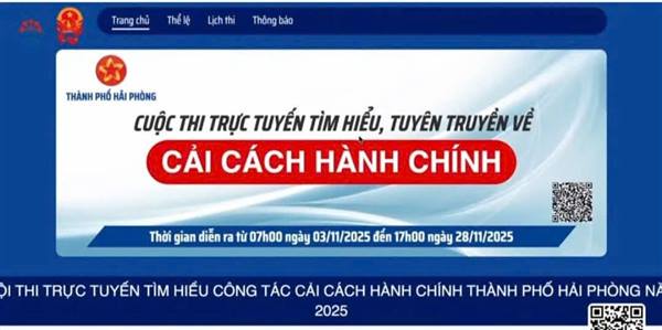Hội thi tìm hiểu về công tác cải cách hành chính TP. Hải Phòng (Đợt 4) đang diễn ra từ ngày 24/11 đến ngày 28/11/2025.