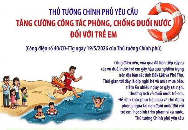 THỦ TƯỚNG CHÍNH PHỦ YÊU CẦU TĂNG CƯỜNG CÔNG TÁC PHÒNG, CHỐNG ĐUỐI NƯỚC ĐỐI VỚI TRẺ EM