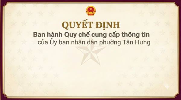 Quyết định
Ban hành Quy chế cung cấp thông tin
của UBND phường Tân Hưng
